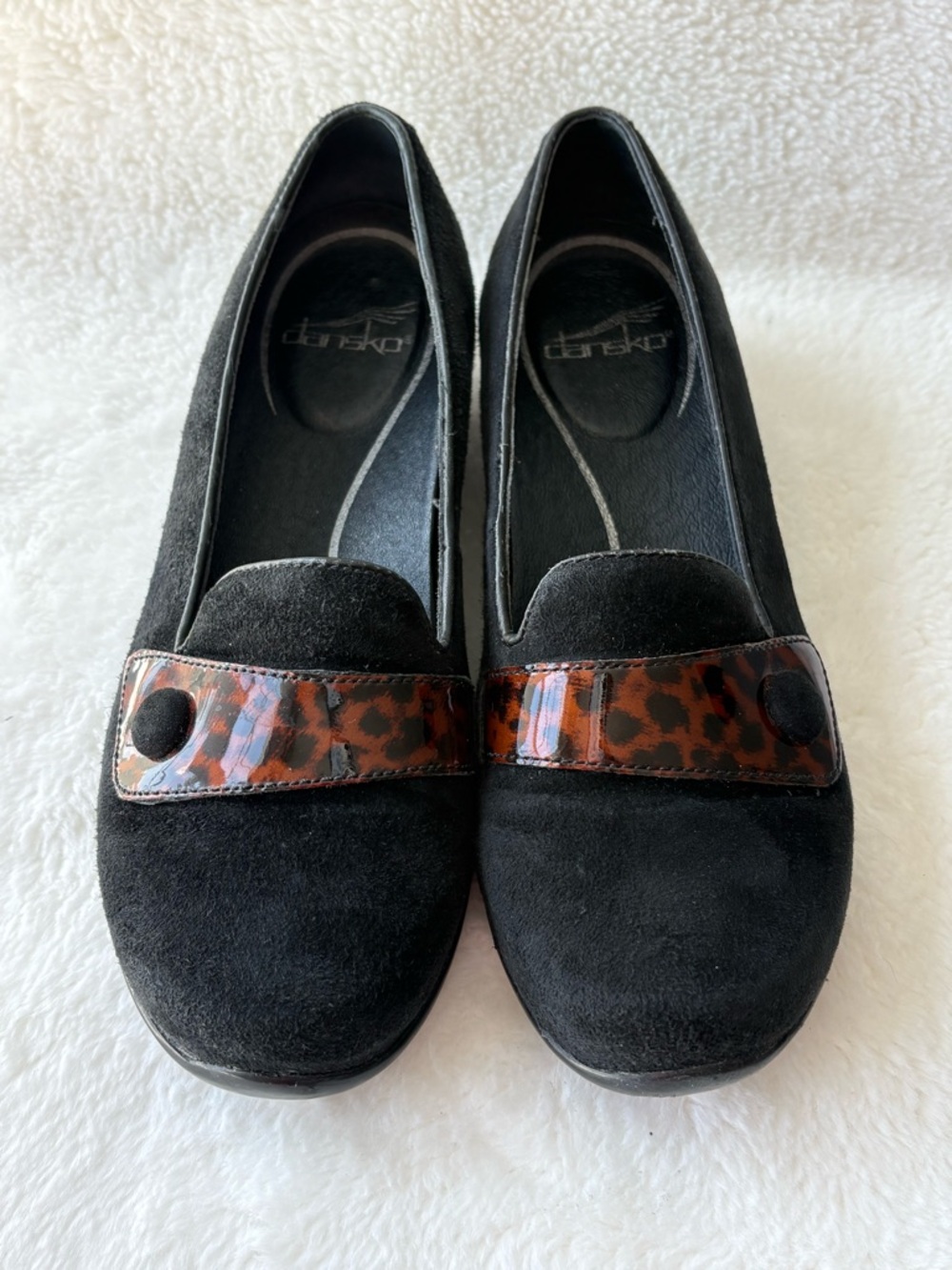 Dansko Black Suede Loafers with Tortoiseshell Accent Size 37 - Picture 2 of 8